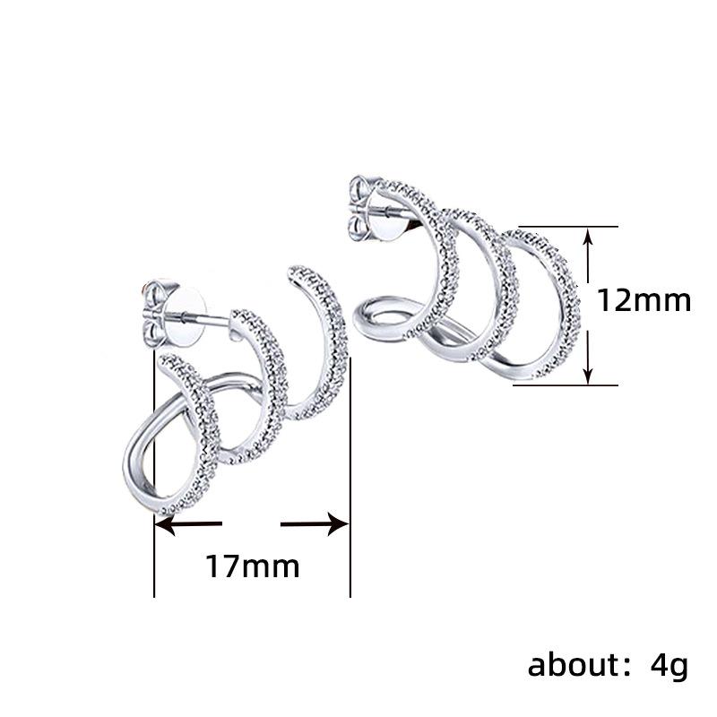 Three-claw Curved Line Earrings, High-end Light Luxury Internet Celebrity Exquisite Personalized Stud Earrings, Unisex Style