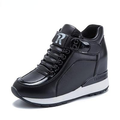 Fashion Women Casual Shoes Autumn Platform Hidden Increasing Sneakers PU Leather Shoes Woman Breathable High Quality White Shoe New 2024