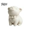 Talos 3D Printed Cute Bow Tie Pig Figurine, Matte Cream White, Minimalist Animal Decor Statue, Compact Ornament for Desk Bookcase Car Interior, Wealth