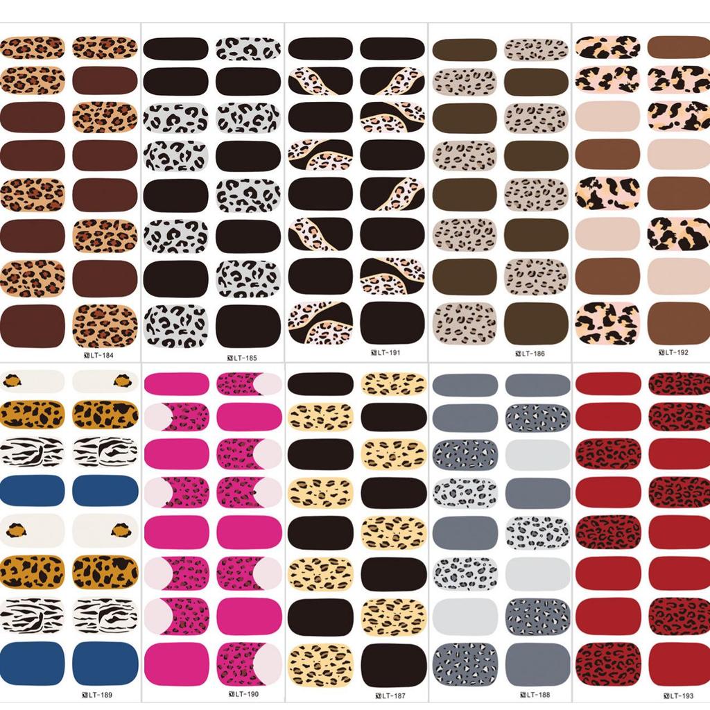 High-Quality Autumn/Winter Leopard & Zebra Print Nail Stickers LT184