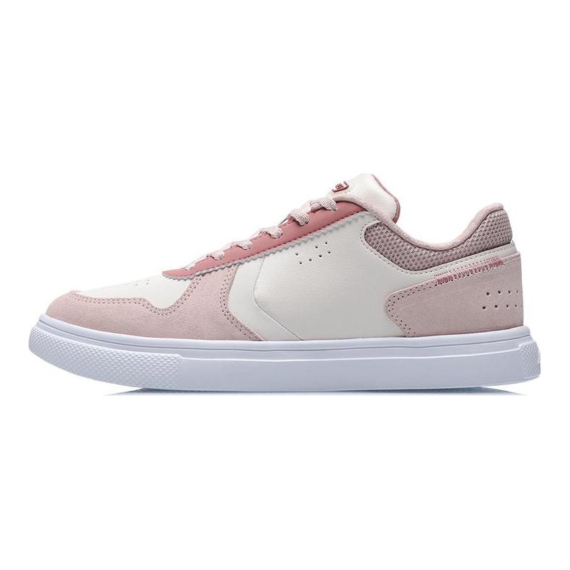 Li Ning Slip Resistant Abrasion Resistant Low Top Skateboard Shoes Women's Pink Apricot AGCR194-3