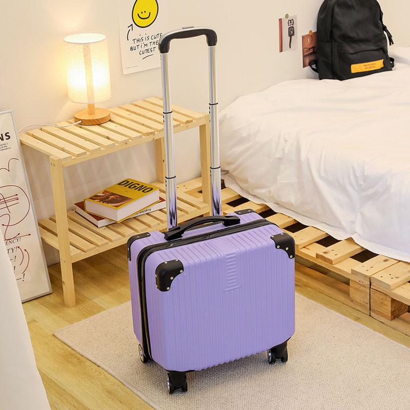 18-Inch Silent Spinner Carry-On Suitcase with Telescopic Handle and Password Lock