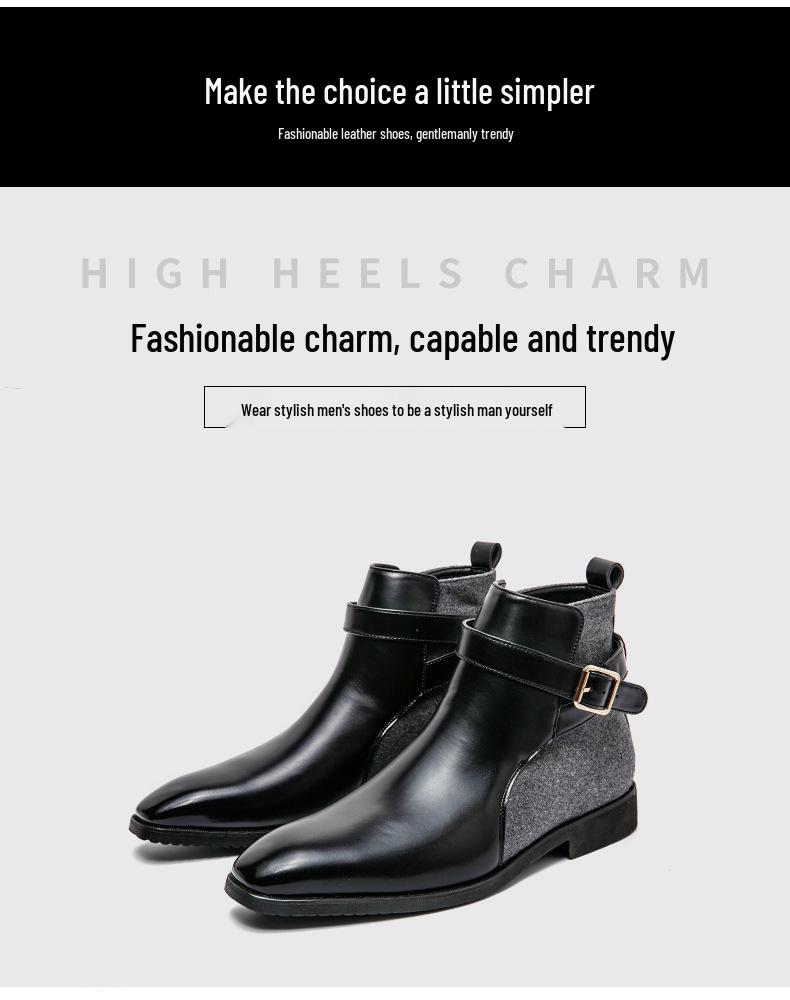 Men's Large Size Autumn-Winter Patchwork Leather Ankle Boots - European American Fashion Slip-On, British Business Formal Style, Size 48