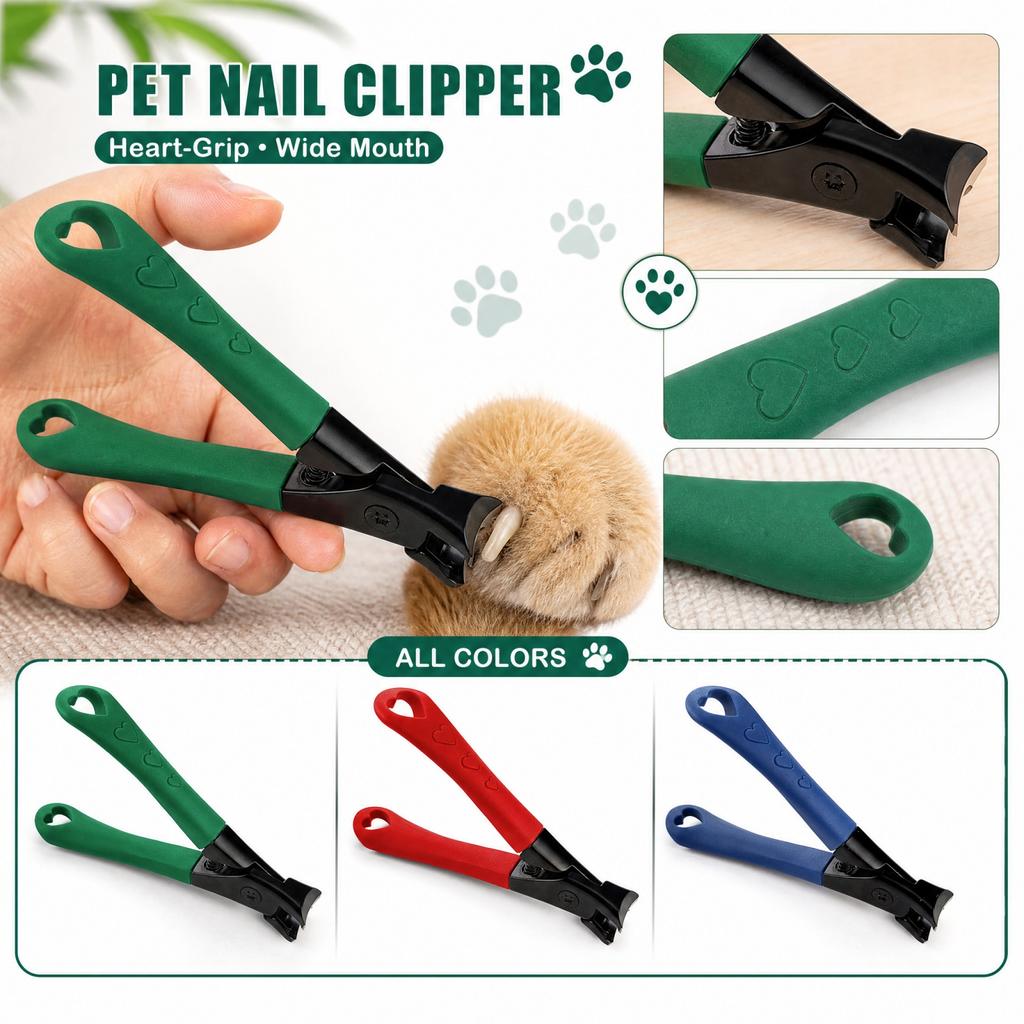 Pet Nail Clipper with Heart-Shaped Handle Wide Opening for Dogs and Cats