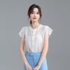 Women's Elegant Round Neck Flutter Sleeve Blouse