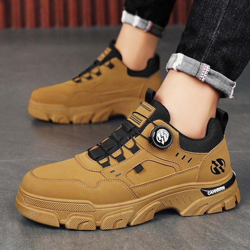 Men's shoes autumn 2025 low-top tooling Martin shoes men's casual leather trendy shoes men's rotating buttons