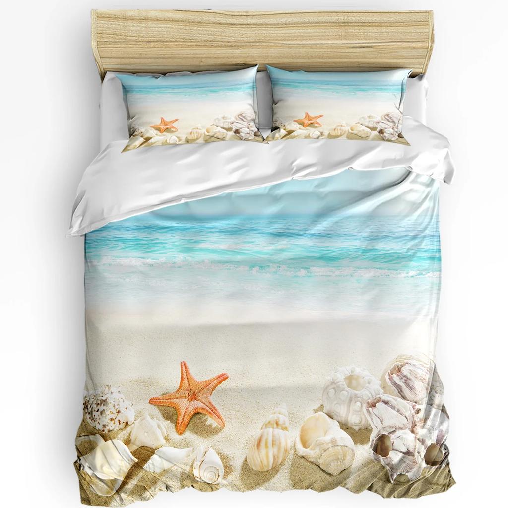 Comforter Shell Hawaii Tropical Landscape Shell Bedding Set Marine Life Theme Suitable For Children Adult Bedding