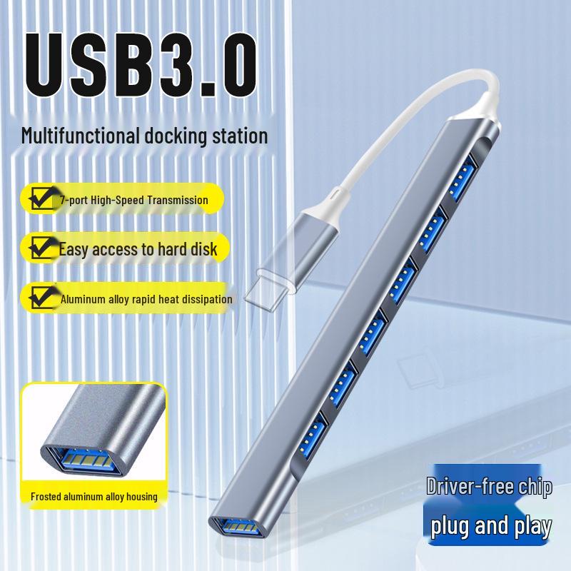 HUB 7-in-1 USB 3.0 Docking Station Multi-Port Expander for Computer and Laptop with TYPE-C