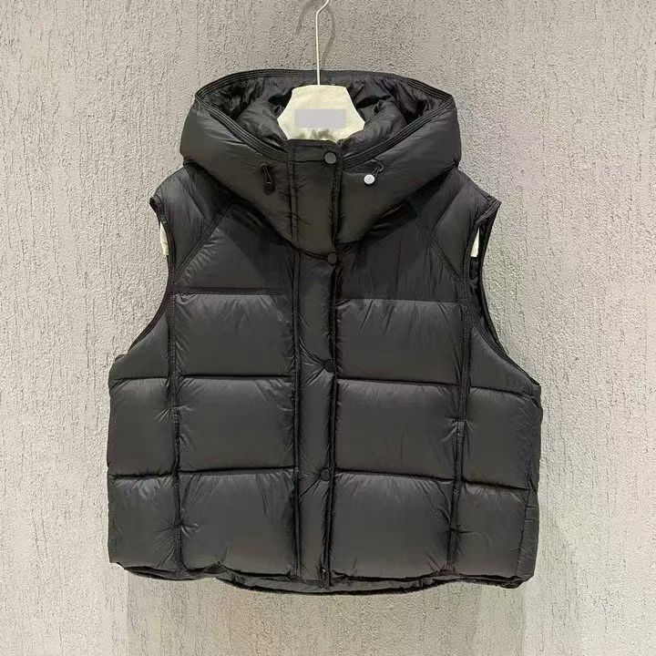 Gilet doudoune épais à capuche mode européenne pour femme automne et hiver veste gilet bouffant ample