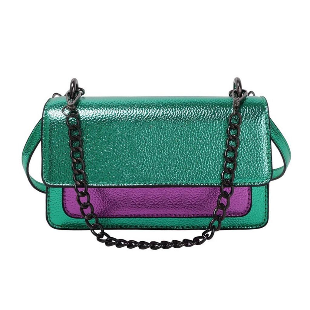 Women's K-G Colorful Splicing Chain Bag Fashionable And Versatile Color Blocking Bag Single Shoulder Crossbody Bag