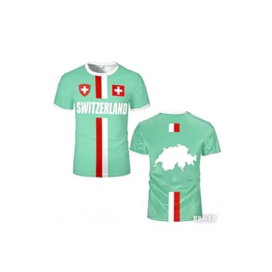 Switzerland Swiss Tshirt MMA Boxing Muay Thai National Flag Training Print 3D Round Neck Quick Dry Short Sleeve Unisex Women Men Fitness Workout Sport
