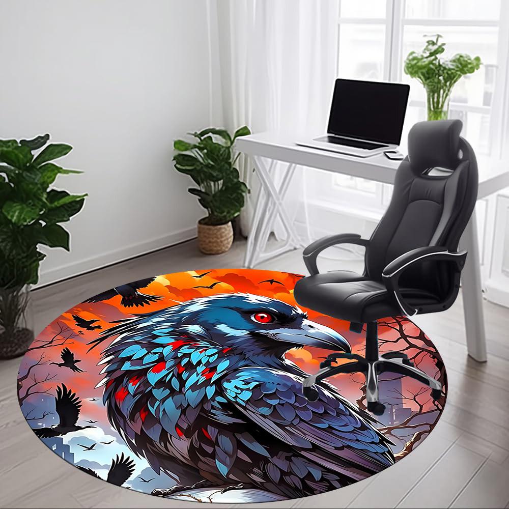 1pc Raven Sky Office Round Area Rug, Under Office Chairs Bedroom Living Room Home Decor, Room Deco, Available in Various Sizes