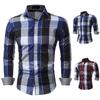 Camicia a Quadri da Uomo a Maniche Lunghe Moda Revers Casual Camicia da Uomo a Maniche Lunghe Top