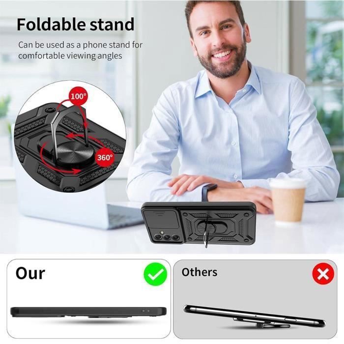 Skyddsfodral - BOOLING - för Samsung Galaxy A35 5G - PC-rustning - Svart - 2 Härdade Glas