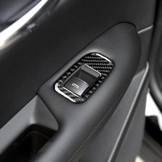 4x Carbon Fiber Inner Window Lift Switch Cover Trim For Cadillac XT5 2016 2017