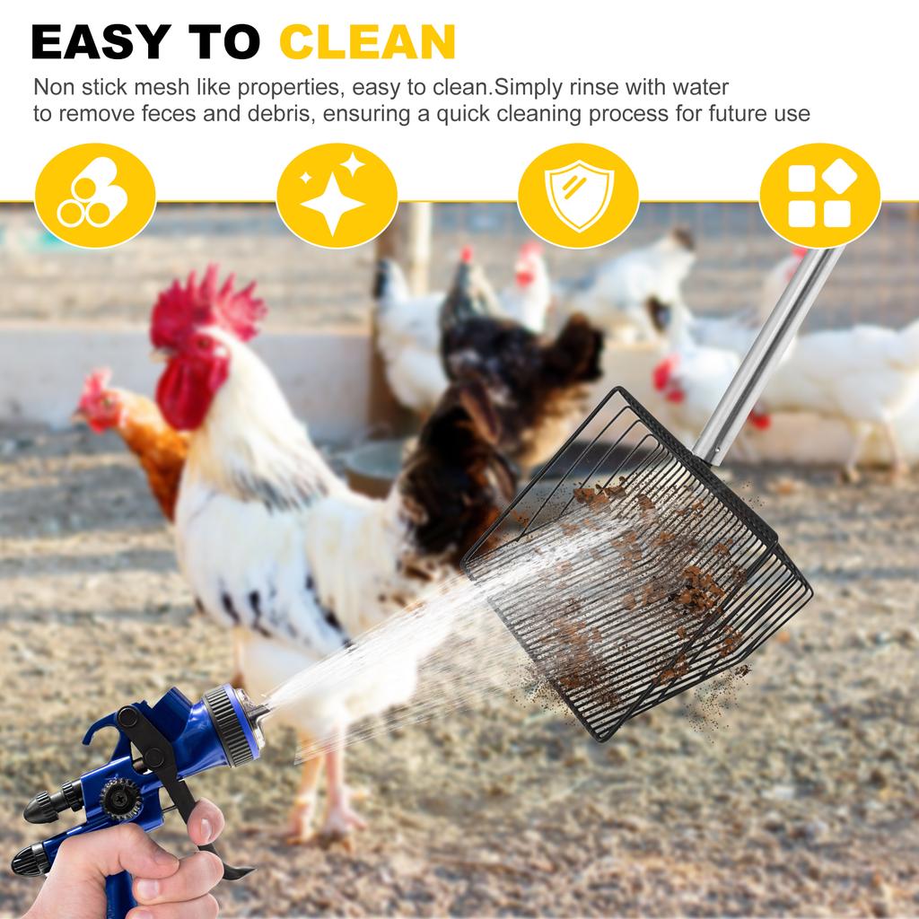 Adjustable Chicken Poop Scooper with Handle Chicken Litter Scooper for Cleaning Shovel for Chicken Coop and Livestock Farm