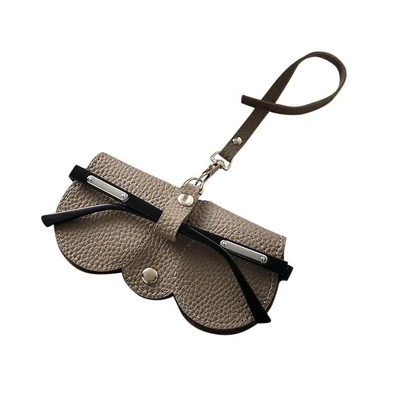 Litchi Embossed Glasses Cover Cute Hanging PU Leather Sunglasses Reading Glasses Storage Bag Portable Travel Eyewear Holder