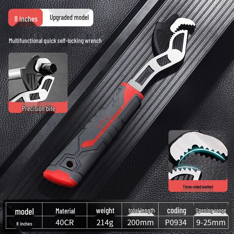 10-Inch Chroom Vanadium Staal Snel Zelfvergrendelende Verstelbare Moersleutel - Multifunctioneel, Industriële Kwaliteit, Hoge Hardheid.
