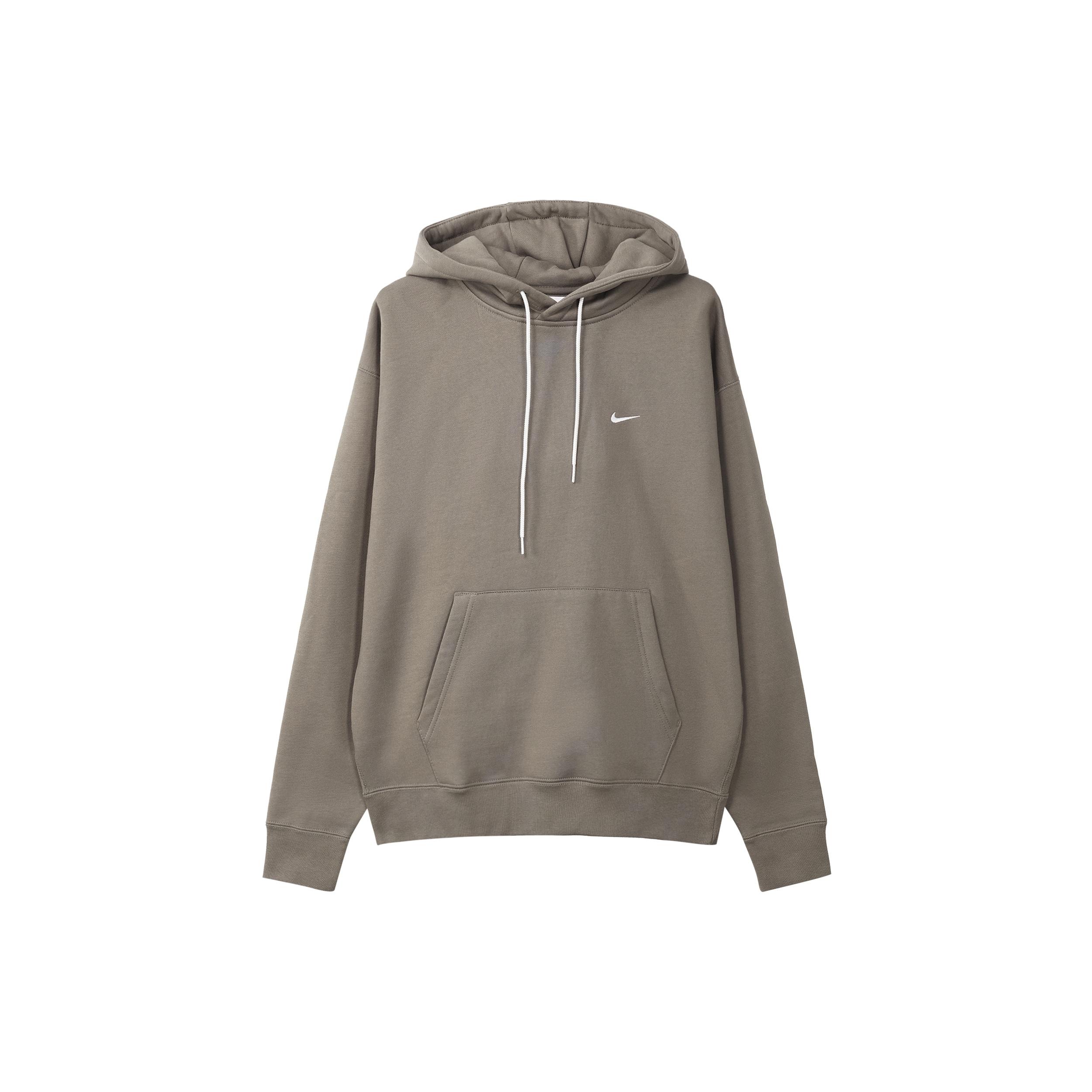 Men s Nike Logo Embroidered Solid Color Fleece Lined Casual Pullover Brown DA0316-040 M