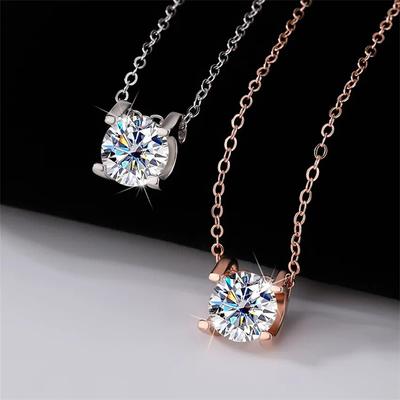 New Bull Head 1ct Moissanite Diamond S925 Sterling Silver Fashion Elegant Rose Gold Pendant Necklace Women's Brand Jewelry