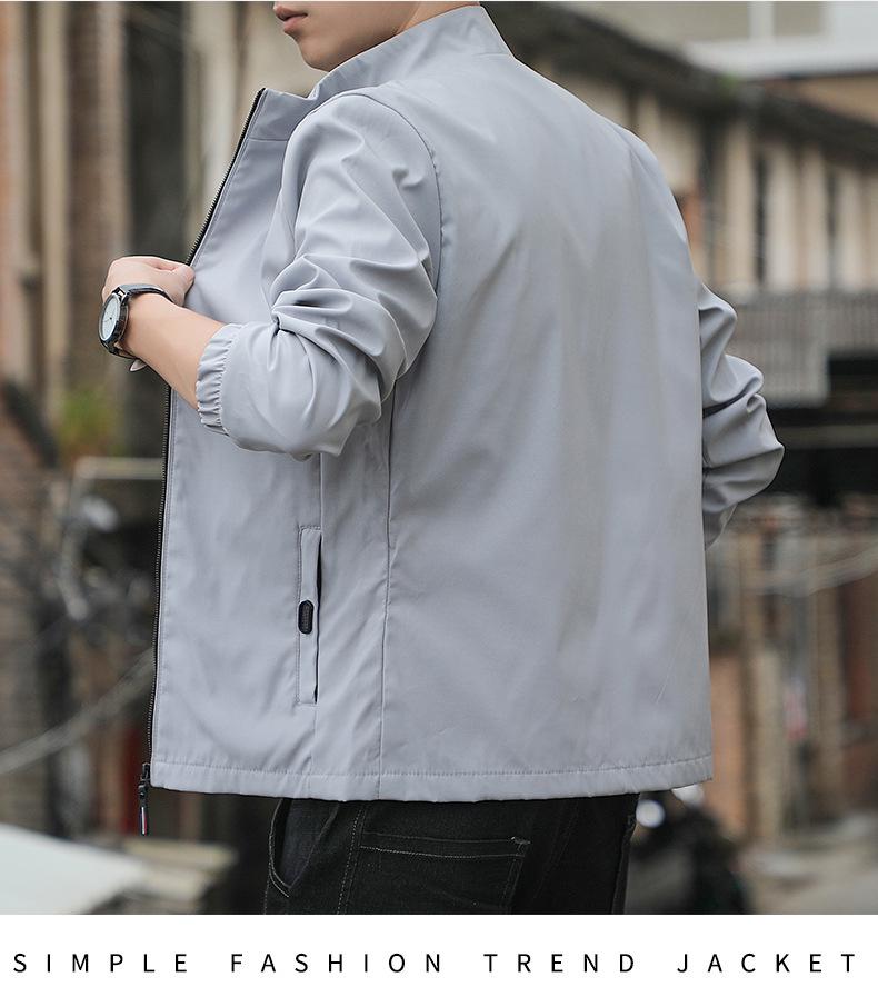 2024 Men's Korean Style Plus Size Casual Stand-Up Collar Jacket for Spring/Autumn