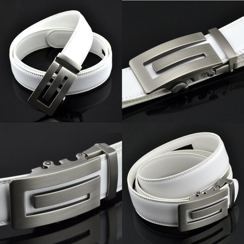 [Leonelyric] Men's Leather Belt, No Holes, Automatic Lock, G-Shock Style, Stylish, Elegant, Suitable for Weddings and Golf, 115cm, Durable,
