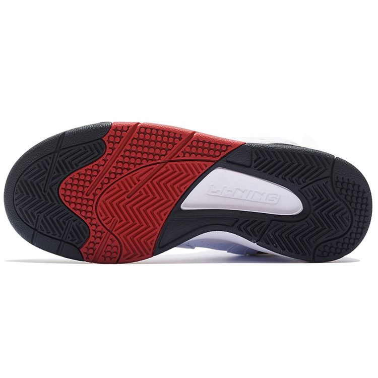 Li Ning Leather Basketball Culture Wear-Resistant Breathable High-Top Retro Basketball Shoes Women Sneakers White Red ABCS066-3