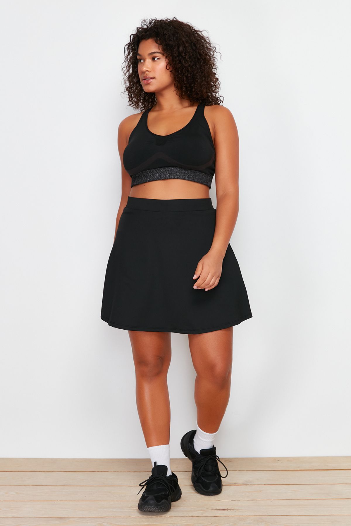 

Women s Style Plus Size Black 2 Layer Sport Shorts Skirt 2XL