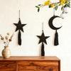 Schwarzer Stern und Mond Quaste Holzhandwerk Anhänger für Heim Schlafzimmer Wanddekoration Feiertagsarrangement