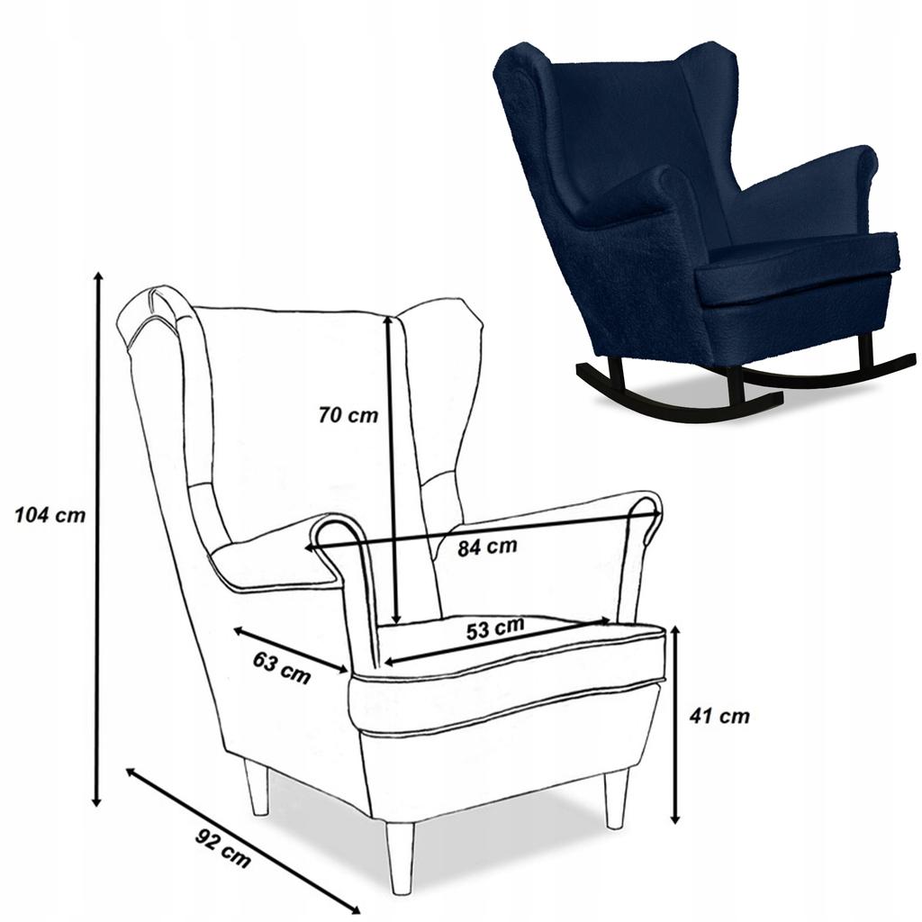 Fotel uszak Bella bujany skandynawski Family Meble granatowy ciemny welurowy