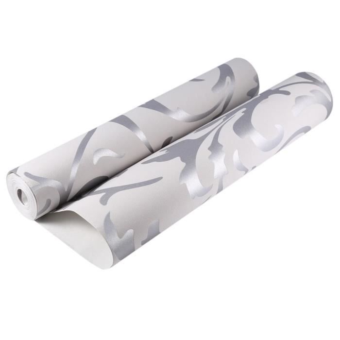Papier peint - shanghai - baroque - argent - 10m x 0.53m - intissé