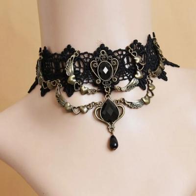 Schwarzer Spitzen-Choker-Halskette Halloween-Halsband Choker Steampunk Party-Schmuck
