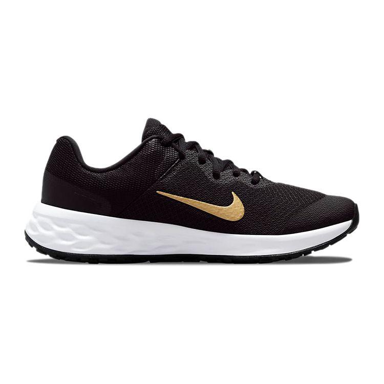 Nike Revolution 6 GS Svart Metallisk Gull Barnesko Hvit DD1096-002