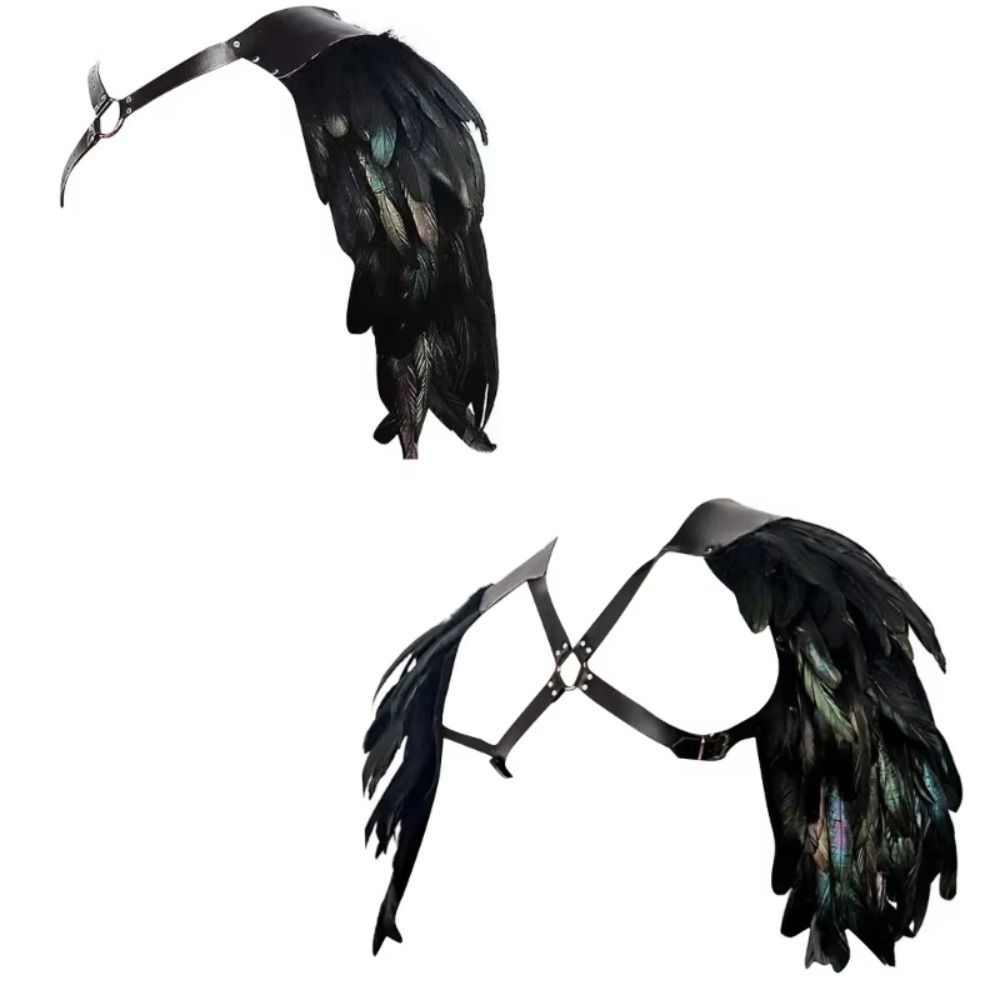Feather Cloak Gothic Shoulder Armor Double Shoulder Medieval Guards Pirate Cosplay