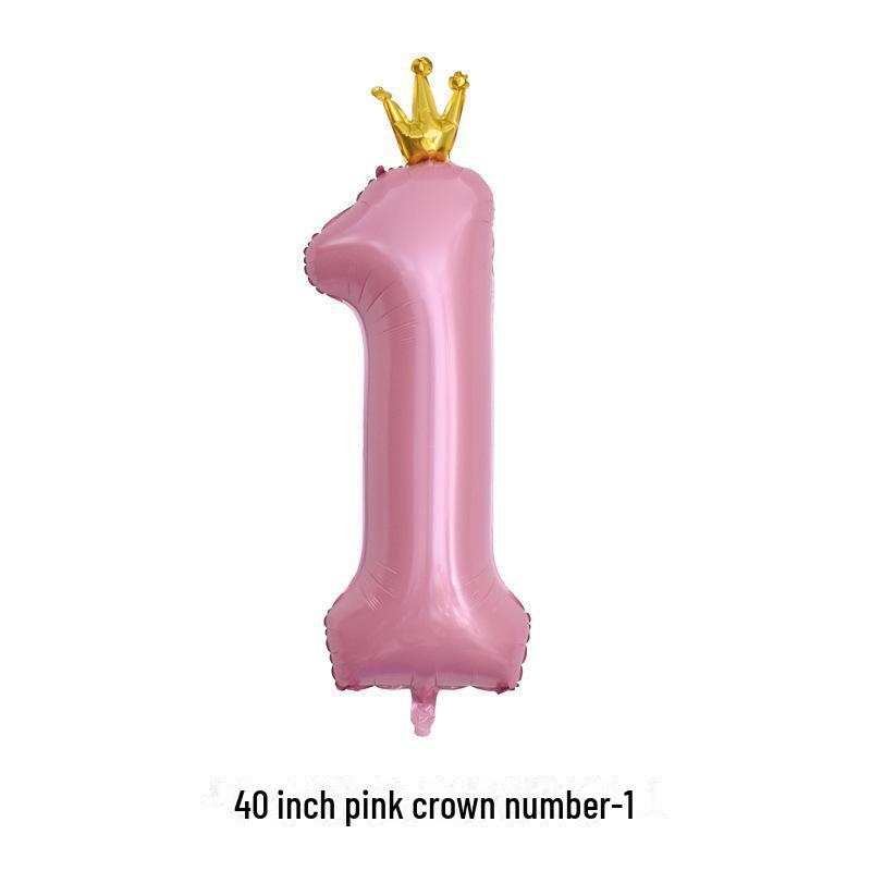 

40-дюймовый розовый шар в форме короны для украшения первого дня рождения ребенка