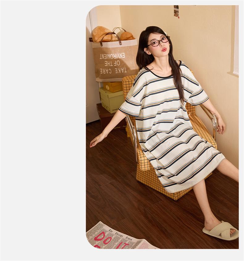 2026 Women's Cute Pajamas - Stretch Cotton-Blend, Short Sleeve Nightgown with Chest Pads for Summer