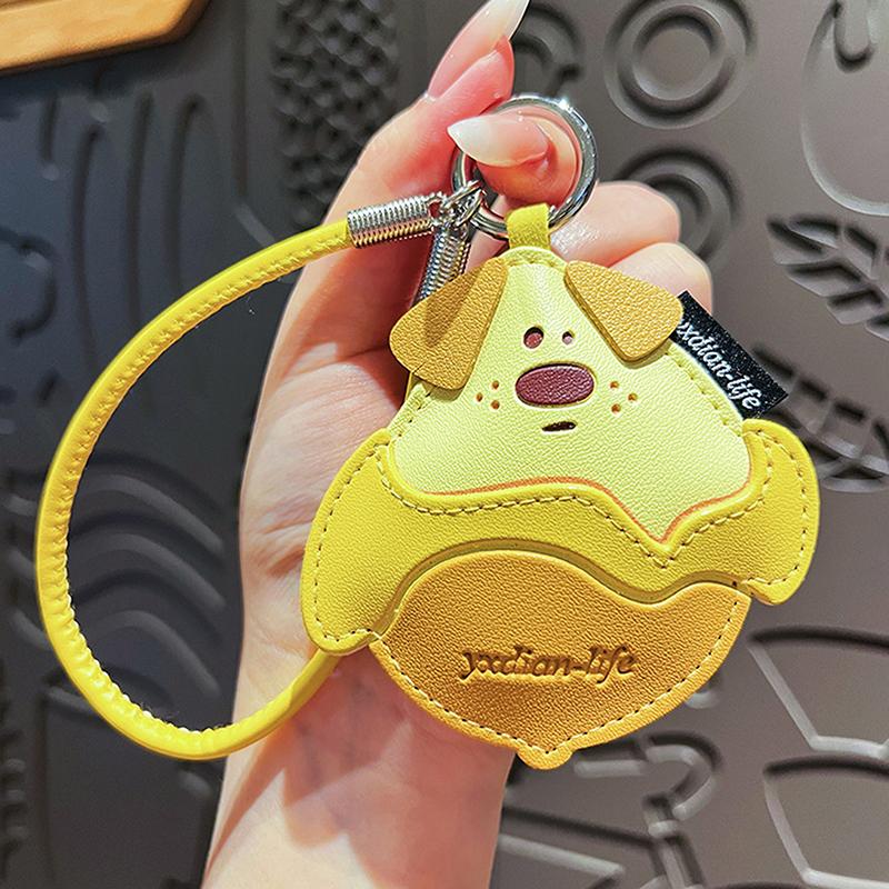 

Creative Leather Fruit Puppy Keychain Cute Cartoon Leather Light Luxury Bag Pendant Accessories Small Gift Pendant