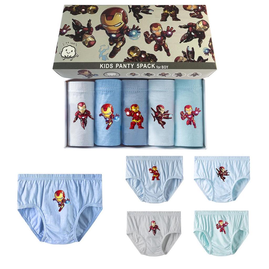 Boys' Cartoon Dinosaur Cotton Underwear, 5-Pack - Breathable, Comfortable, Skin-Friendly
