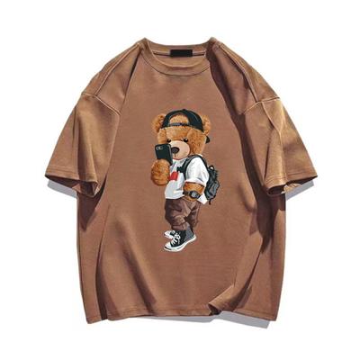 100% Cotton Men's T Shirt Summer Bear Print Oversized Short Sleeve Women's T- Shirt Hip Hop Streetwear Brand Tee Fast Delivery