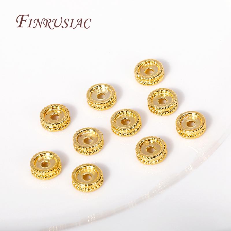 7X3MM 18K Gold Plated Round Wheel Shape Spacer Beads Metal Beads Jewelry Making Supplies DIY Bracelet Accessories