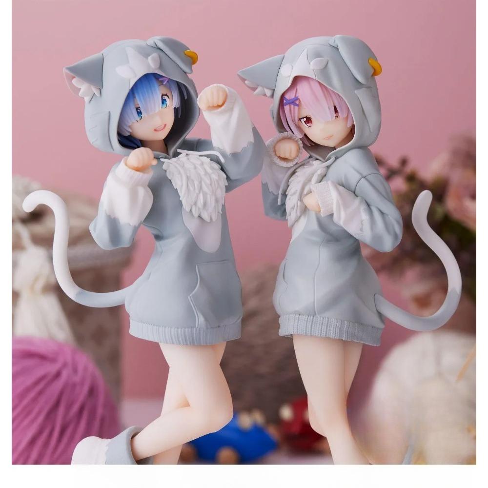 18CM Anime Rem Emilia Cat RE: Zero Starting Life In Another World Figure Different Version Static Toys Japanese Dolls