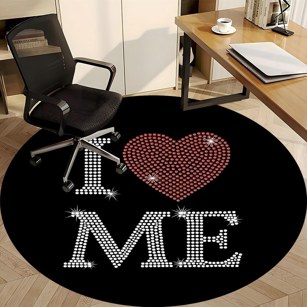 1pc I Love Me Rhinestone Chair Carpet for Office, Non slip, Soft and Durable Office Rug for Interior Decoration