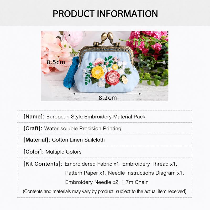 Korsstygn DIY-kit för nybörjare Blommönster Hantverksset för att göra Plånbok Väska Handväska Unik Personlig Presentidé