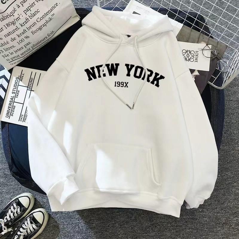 Fleece hoodie sweater men's and women's autumn and winter tops loose