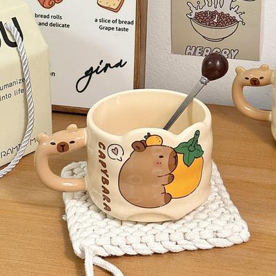 Comfortable Grip Cute Ceramic Coffee Cup Capybara Themed Drinkware  Kitchen Accessories