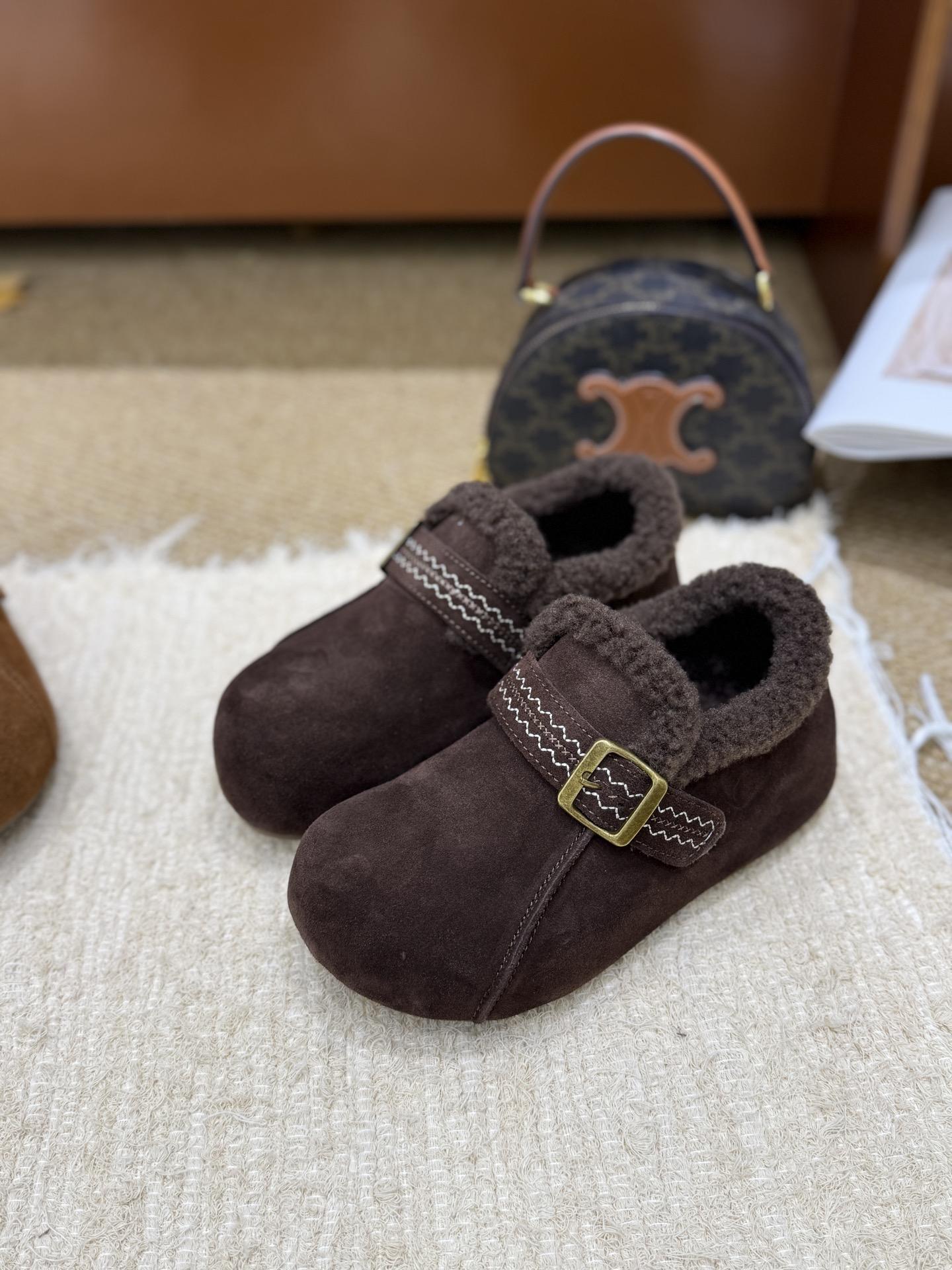 

Inner height increase Small winter velvet Birkenstocks 4 warm snow cotton shoes Women s leather thick soles 2025 Mao Mao shoes 39