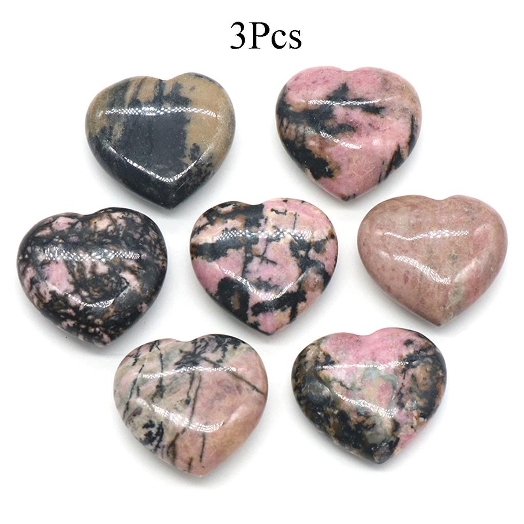 3Pcs, Assorted Natural Crystal Heart Stones Bulk Polished Healing Crystal Hearts for DIY Jewelry, Meditation, Reiki & Valentine's Day Gifts