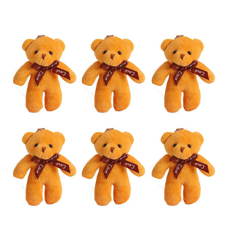 6/1s Mini Bear Plush Keychain Colorful Bear Stuffed Toy School Bag Pendant Teddy Doll Graduation Party Supplies Wedding Gift