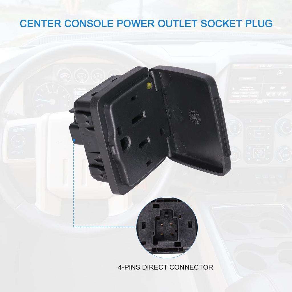 Center Console Power Outlet Socket Plug Compatible with 2011-2015 Ford Explorer 2010-2014 Ford F-150 2011-2016 Ford F-250 F-350 F-450 Super Duty