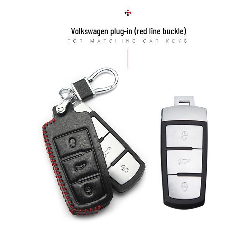 Key Case for Volkswagen: Compatible with 2017+ Magotan, Golf B8, Passat, Tiguan, Lavida, Bora - Genuine Leather